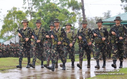 <p>Soldiers of Philippine Army 8th Infantry Division inside their training camp in Hinabangan, Samar. <em>(File photo)</em></p>
