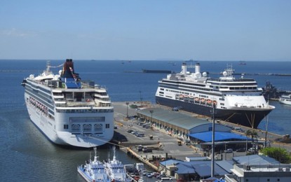 <p>Cruise ships docked at Pier 15 of Manila South Harbor <em>(Photo courtesy of DOT)</em></p>