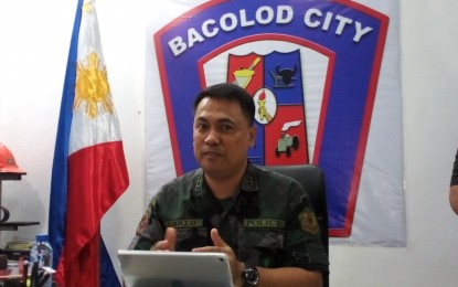 <p><strong>CRIME DOWN.</strong> Senior Supt. Francisco Ebreo, officer-in-charge of Bacolod City Police Office (BCPO), during a press conference at the BCPO headquarters Tuesday (April 10 2018), where he announced Bacolod City’s crime volume is down 34% in March. <em> (Photo by Nanette L. Guadalquiver)</em></p>
<p> </p>
