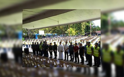 <p style="margin: 0in 0in 7.9pt 0in;"><span style="color: black;"><strong>SENDOFF.</strong> More than 600 augmentation personnel will help secure the conduct of the May 14 polls in Antique. Photo shows the sendoff ceremony held at Antique Provincial Police Office Parade Grounds on Friday (May 11, 2018). <em>(Photo by Annabel Petinglay) </em></span></p>
<p style="margin: 0in 0in 7.9pt 0in;"> </p>
<p style="margin: 0in 0in 7.9pt 0in;"> </p>
<p style="margin: 0in 0in 7.9pt 0in;"> </p>
<p style="margin: 0in 0in 7.9pt 0in;"> </p>