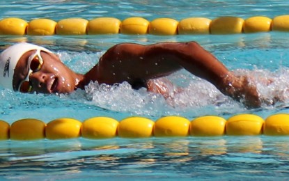 <p><strong>BEMEDALLED SWIMMER.</strong> General Santos City's Camilo Russel Owen La Torre in action during the Philippine National Games boys' 400-meters freestyle event at the Cebu City Sports Center pool on Tuesday (May 22, 2018). <em>(Photo courtesy of the Philippine Sports Commission)</em></p>