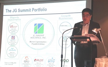 <p>JG Summit Holdings, Inc. President and CEO Lance Gokongwei during the company's annual stockholders' meeting Monday, May 28, at the Crowne Plaza in Ortigas. <em>(Photo by Kris Crismundo)</em></p>
