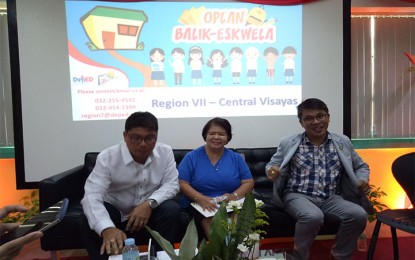 <p><strong>'OPLAN BALIK ESKWELA'.</strong>The Department of Education in Central Visayas (DepEd-7) launched 'Oplan Balik Eskwela' in Cebu on Tuesday. At the launching are DepEd-7 OIC-Director Dr. Juliet Jeruta, OIC-asst. director Salustiano Jimenez (left), and Schools Division Superintendent Gregorio Cyrus Elejorde. (<em>Photo by Bebie Jane Casipong/PNA</em>) </p>