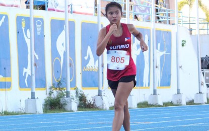 <p>GOLD MEDALIST. Alana Julianne Halagueña, representing Run Rio-UP Team, in action during the girls 5,000 meters walk event on Monday (June 4) in the 2018 Ayala Philippine Athletics Championships at the Ilagan City Sports Complex in Isabela. <em>(Photo courtesy of PATAFA)</em></p>