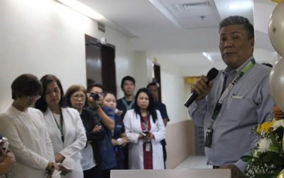<p>Dr. Julius Drilon (right), medical center chief of Corazon Locsin Montelibano Memorial Regional Hospital, speaks during the inauguration of the magnetic resonance imaging (MRI) complex of the government hospital in Bacolod City on Monday.<em> (Photo courtesy of PIA Negros Occidental)</em></p>
<p> </p>