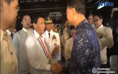 <p>President Rodrigo R. Duterte and outgoing Chinese Ambassador Zhao Jianhua </p>