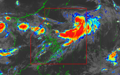 <p>TS 'INDAY'. Light to heavy rain is expected in most of Luzon on Thursday (July 19) as tropical storm "Inday" enhances the southwest monsoon. <em>(Satellite image courtesy of PAGASA)</em></p>