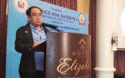 <p>Presidential Task Force on Media Security Executive Director and PCOO Usec. Jose Joel Sy Egco urges members of the media to report any threats and harassments against them, as he opened the seminar on the “Guidelines on the implementation of Administrative Order 1 (AO1) Operational Guidelines and Introduction of the PTFoMS Protocols” on Friday. <em>(Photo by Liza T. Agoot)</em></p>