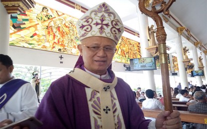 <p><strong>IMPROVEMENT.</strong> Cebu Archbishop Jose Palma tells reporters after celebrating Mass at the Cebu Metropolitan Cathedral on Thursday (July 26, 2018) that he has seen an improvement in President Rodrigo Duterte's way of talking to the public during his latest SONA. (<em>Photo by Bebie Jane Casipong/PNA</em>)</p>
