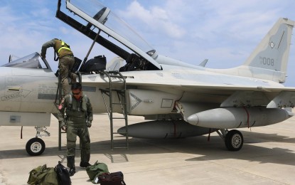 <p>Philippine Air Force (PAF) fighter jet pilots at Camp Antonio Bautista Airbase prepare to participate in DAGIT 2018 of the Armed Forces of the Philippines. <em>(Photo courtesy of Wescom PAO).</em></p>
