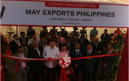 <p><strong>FOOD PROCESSING HUB</strong>. May Exports Phils, a division of the Middle East-based LuLu Group International opens its cutting edge product processing facility and food logistics hub at the Philippine Export Processing Zone (PEZA) at Calamba Premiere International Park in Laguna. Leading the ribbon cutting are Yusuff Ali M.A., (3rd from right) chair and managing director of LuLu Group International; United Arab Emirates (UAE) Ambassador to the Philippines Hamad Saeed Hamad Obaid Al-Zaabi (back 2nd from right); Indian Ambassador to the Philippines Jaideep Mazumdar (2nd from left); Presidential Special Envoy to the Gulf Cooperation Council (GCC) Amb. Dr. Amable R. Aguiluz V (2nd from right); Honorary Consul to the Kingdom of Bahrain Amable C. Aguiluz IX (far right); PEZA Administrator Charito Plaza (center); and Agriculture Undersecretary Jose Gabriel M. Laviña (3rd from left).<em> (Photo by Saul E. Pa-a)</em></p>