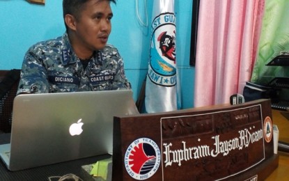 <p>Lt. Senior Grade Euphraim Jayson Diciano, Bongao Coastguard Station commander, answers question to reporters in his office. <em><strong>(Photo by: Teofilo P. Garcia Jr)</strong></em></p>