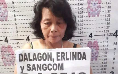 <p><strong>ARRESTED</strong>. Erlinda Dalagon, an alleged medicine and money courier of the New People's Army, was arrested in Liloy, Zamboanga del Norte on Wednesday (August 15, 2018). <em><strong>(Photo courtesy of PRO-9 PIO)</strong></em></p>