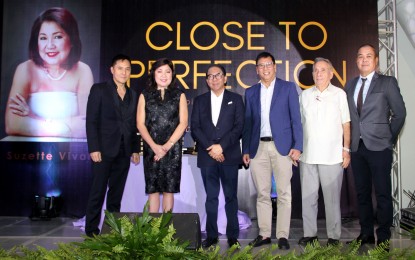 <p>In photo: (from right) Mr. Antonio “Tony” Morente, social enterprise head of Gawad Kalinga Capiz; Architect Jose ” Pinggoy” Manosa; Congressman Ricky Sandoval of Malabon City; Ambassador Jose E. B. Antonio, Philippine Special Envoy to the United States and Chairman of Century Properties Group; Ms. Suzette P. Vivar, book author, and Philip Dizon, pose for a photo opportunity during the unveiling of the “Close to Perfection” book at the Century Mall, Makati City on Thursday (Aug. 16, 2018). <em>(PNA photo by Gil Calinga)   </em></p>