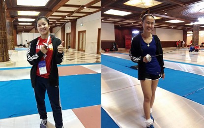 <p><strong>PROMISING FENCERS.</strong> Samantha Kyle Catantan and Maxine Isabel Esteban debuted in the 18th Asian Games women's foil individual events at the Jakarta Convention Center in Indonesia on Monday. <em>(Photo by Judith Caringal/Radyo Pilipinas 2)</em></p>