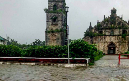 <p><strong>INUNDATED</strong>. Flooded St. Augustine Church in Paoay, Ilocos Norte on Friday (August 24, 2018). <em>(From Paoay LGU Facebook post)</em></p>