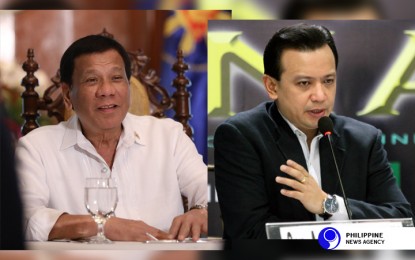 <p>President Rodrigo Duterte and former Senator Antonio Trillanes IV</p>