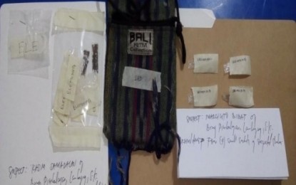 <p>Drugs taken from three suspects, identified as Emar Jhon Kasim Samadalan, Marcelito and Marcelino, both surnamed Bibat, during a law enforcement operation Tuesday (Sept. 4) in Barangay Pimnalayan, Lambayong, Sultan Kudarat. One of the suspects, Samadalan, died in a shootout with the raiding team while his two cohorts were arrested. <em><strong>(Photo by 6ID)</strong></em></p>