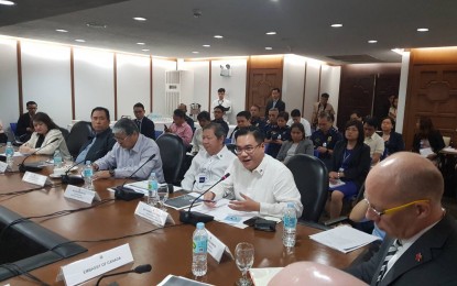 <p>PCOO Assistant Secretary Ramon Cualoping III speaks before diplomats in a briefing on human rights-related issues at the Department of Foreign Affairs on Wednesday (Sept. 5, 2018). </p>