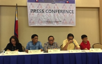 <p><strong>WAGE INCREASE</strong>. Members of the Bicol Regional Tripartite Wages and Productivity Board (RTWPB) discuss the minimum wage increase in the region, in a press briefing on Friday, Sept. 7, 2018. <em>(Photo By Connie Calipay)</em></p>