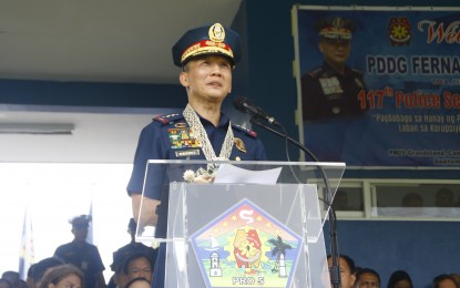 <p><strong>117th PNP ANNIVERSARY.</strong>  Philippine National Police Deputy Chief for Administration, Deputy Director General Fernando Mendez is guest of honor and speaker as the Police Regional Office 5 celebrates the 117th Police Service Anniversary on Tuesday, Sept. 11, 2018. <em>(Photo courtesy of PNP-PIO V)</em></p>