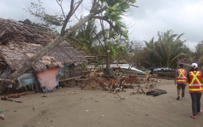 <p>Big waves and strong winds due to the southwest monsoon and enhanced by Typhoon "Ompong" over the weekend damage some 10 houses in the coastal villages of Tigbauan, Iloilo.<em> (Photo from FB page of Municipal Disaster Risk Reduction Management Council of Tigbauan)</em></p>