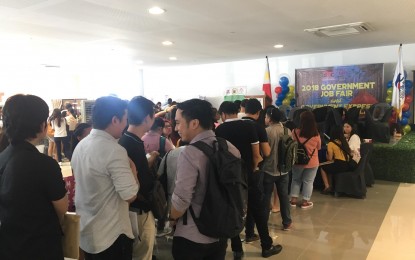 <p><strong>JOB FAIR.</strong> Hundreds of city residents seeking employment flock to the two-day ‘Government Job Fair’ conducted by the Civil Service Commission (CSC) in Bicol at SM City Legazpi.  <em>(Photo by Connie Calipay)</em></p>