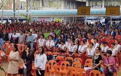 <p><strong>WORLD TEACHERS' DAY</strong>. About 700 teachers from the six provinces and two cities in the Cordillera join the first regional celebration of Teachers' Day in La Trinidad, Benguet on Tuesday (Oct. 2, 2018). The event was a prelude to the World Teachers' Day celebration on Friday (Oct. 5, 2018). <em>(Photo by Georaloy Palao-ay/ DepEd-CAR)</em></p>