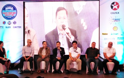 <div><strong>'SAFE TRIP MO, SAGOT KO'.</strong> Metro Pacific Tollways Corporation (MPTC) president and CEO Rodrigo E. Franco (4th from right) and other MPTC officers during the questions and answers portion in the press conference held in Luxent Hotel in Quezon City on Tuesday morning (October 23, 2018) of '[Safe Trip Mo Sagot Ko' motorist assistance program for All Saints’ Day.<em>(Photo by Manny Balbin) </em></div>
