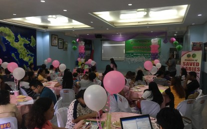 <p><strong>SAVED BABIES. </strong>Mothers, babies and other stakeholders gather at the Department of Health's regional office in Legazpi City on Friday (Oct. 26, 2018) to celebrate and hear testimonies of babies saved from different disorders because of early detection through Newborn Screening. <em>(Photo by Connie Calipay)</em></p>