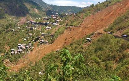 <p>A portion of Barangay Ucab in Itogon, Benguet after the fatal landslide at the height of Typhoon Ompong in mid-September <em>(PNA File Photo)</em></p>