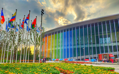 <p>The newly-built 4-cover leaf National Exhibition and Convention Center (NECC), the official trading center for the 1st CIIE in Shanghai, China.</p>