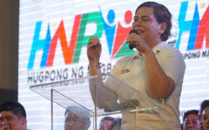 <p>Davao City Mayor Sara Duterte in a photo taken during a previous event and posted on the Facebook page of Hugpong ng Pagbabago. </p>