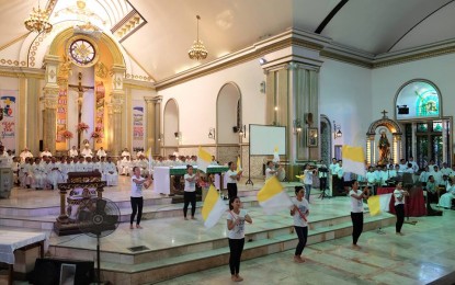 <p><strong>'YEAR OF THE YOUTH'.</strong> Young people perform a number during the launching of the "Year of the Youth" in the Diocese of Dumaguete, Nov. 8, 2018.<em> (Photo by Judaline F. Partlow)</em></p>