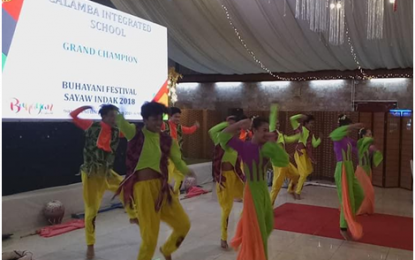 <p><strong>'BUHAYANI’ FESTIVAL.</strong> Calamba City launches the Buhayani Festival 2019 at the Dinghao Chinese Cuisine and Restaurant on Friday (Nov. 9, 2018). Next year’s festival will feature more innovations, besides the “Sayaw Indak Competition,” won by these students of the Calamba Integrated School in the 2018 Buhayani Festival. <em>(Photo by Zen Trinidad)</em></p>
