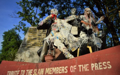 <p>The Press Freedom Monument in Cagayan de Oro City, which was erected to commemorate journalists who were killed in the line of duty. <em>(PNA file photo)</em></p>