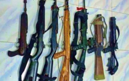 <p>Several of the guns used in the Dec. 1, 2018 ambush in Matalam, North Cotabato, which were seized by authorities from 16 suspects. <em><strong>(Photo courtesy of the Police Regional Office – 12)</strong></em></p>