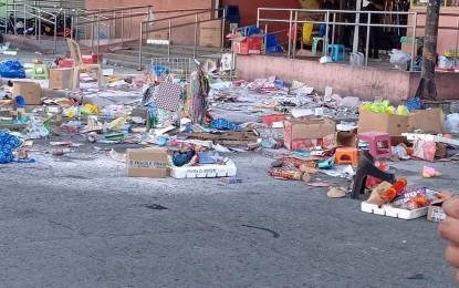 <p><strong>BLAST SITE.</strong> The site of Monday’s (Dec. 31) blast in front of the South Seas Mall in Cotabato City. <strong><em>(Photo courtesy of Mike Suan – RMN Cotabato)</em></strong></p>
