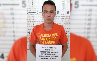 <p><strong>NABBED.</strong> Nelson Ocasla, a militiaman assigned at 4th Western Samar Cafgu Active Auxilliary unit has been arrested for shooting a soldier in a dance brawl on Wednesday (January 2, 2019).  <em>(Photo by Calbiga, Samar Police Station)</em></p>