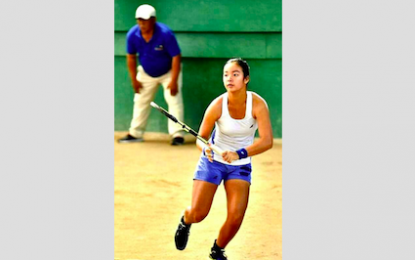 <p><strong>FUTURE OF PHILIPPINE TENNIS.</strong> Thirteen-year-old Alexandra Eala in action during a tournament at the Manila Polo Club in Makati last year. <em>(Contributed photo)</em></p>