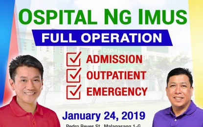 <p><strong>NEW CITY HOSPITAL.</strong> Ospital ng Imus  will start admitting patients on January 24 when it becomes fully operational. <em>(Photo courtesy of Mayor Emmanuel L. Maliksi's Facebook page)</em></p>