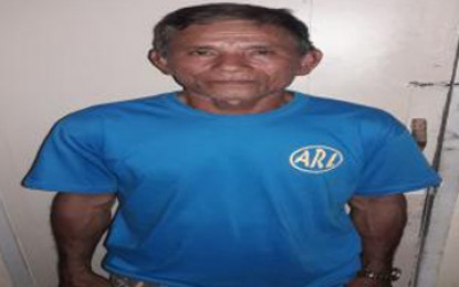 <p><strong>NABBED.</strong> Police arrested Felix Salinas Delos Santos Jr., 60, who is listed as the number one most wanted person in Ipil, Zamboanga Sibugay on Monday (Jan. 14). <em>(Photo courtesy of Police Regional Office-9 PIO)</em></p>