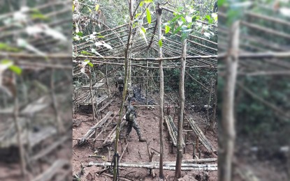 <p>A structure in an abandoned camp discovered by soldiers in Bay-ang village in San Jorge, Samar. <em>(Photo courtersy of Philippine Army)</em></p>