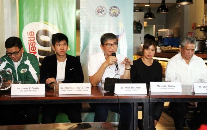 <div class="yiv1227073006gmail_default">
<p>Philippine Amateur Track and Field Association (PATAFA) president Philip Ella Juico (center) talks about the 14th SEA Youth Athletics Championships and the Philippine Open Athletics Championships during a press conference at the Elm's Kapihan Bar in Mandaluyong City on Tuesday (January 30, 2019). From left are MILO vice president for marketing Lester Castillo, Josemarie "Jay" Diaz of Ilagan City, Juico, Judith Staples of L-Timestudio and Soleus, and Jaime Villegas of Ayala Corp. <em>(PNA photo by Jess Escaros)</em></p>
</div>