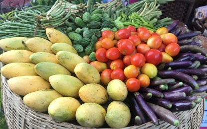<p>Fresh fruits and vegetables at the trade fair</p>