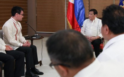 <div dir="ltr">President Rodrigo Roa Duterte discusses pertinent matters with Japanese Foreign Minister Taro Kono who paid a courtesy call on the President at the Matina Enclaves in Davao City on February 9, 2019. <em>(Toto Lozano/Presidential Photo)</em></div>