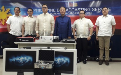 <p>Presidential Communications Operations Office Secretary Martin Andanar (3rd from left), Chinese Ambassador to the Philippines  Zhao Jianhua (3rd from right), and other PCOO officials during the turn over ceremony of China-donated IT equipment to the Philippine Broadcasting Service. (<em>Photo by Joyce Ann L. Rocamora)</em></p>