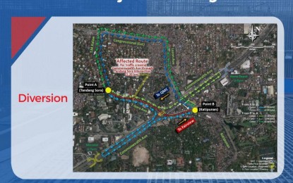 <p>The Department of Transportation (DOTr) issues a traffic rerouting scheme for the closure of Tandang Sora Flyover in light of the MRT-7 construction. <em>(Photo courtesy of Department of Transportation) </em></p>