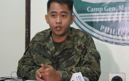 <p>Capt.  Eduardo A. Precioso Jr , chief of the Public Affairs Office of the 3rd Infantry (Spearhead) Division of the Philippine Army warns of the Black Friday Protest which serves as platform for communist-terrorists to recruit new members. <em>(Photo by Leonora Estanque)</em></p>
