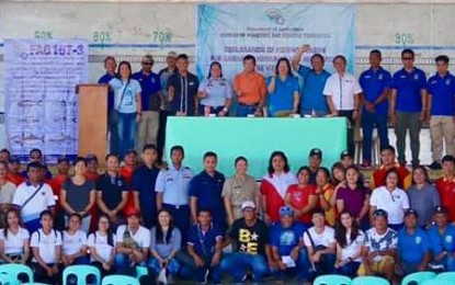 <p><strong>FISHING SEASON</strong>. Fishery stakeholders gather in Estancia, Iloilo on Feb.18, 2019 to officially declare the start of the fishing season for sardines, herring and mackerel at the Visayan Sea<em>. (Photo courtesy of BFAR-6)</em></p>